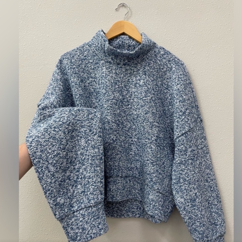 OFFLINE by aerie snowday blue cropped mock neck sweater